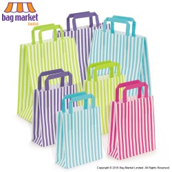 Candy Striped Coloured Paper Bags