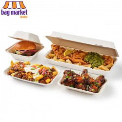 Bagasse Clamshell Food Boxes / Trays