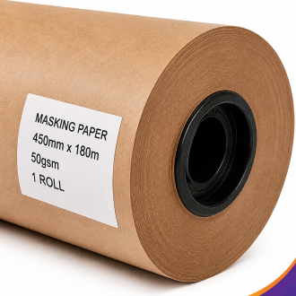 Brown Masking Paper Roll – 450mm x 180m, 50gsm