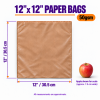 12" x 12" Brown Pure Kraft Ribbed Paper Bags — 50gsm