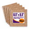 8.5" x 8.5" Brown Pure Kraft Ribbed Paper Bags — 50gsm