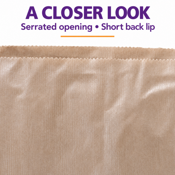 12" x 12" Brown Pure Kraft Ribbed Paper Bags — 50gsm