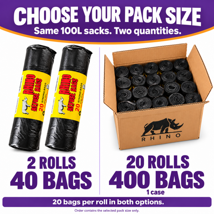 Heavy Duty Black Bin Bags on a Roll (20 Bags / Roll) Heavy Duty Black Bin Bags on a Roll (20 Bags / Roll)