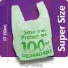 Jumbo 100% Degradable Green Heavy Duty Vest Carrier Bags - 12 x 19 x 23"