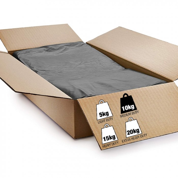10kg Medium Duty Black Bin Bags Refuse Sacks - 18" x 29" x 39" (200 Bags)
