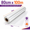 80cm x 100m Clear BOPP Cellophane Wrap Roll, 40 Micron