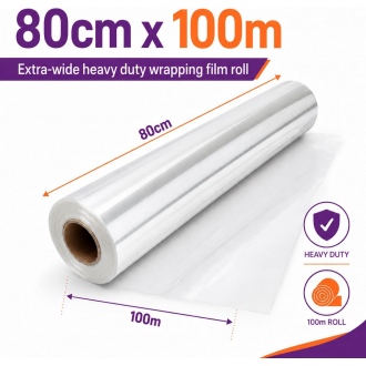 80cm x 100m Clear BOPP Cellophane Wrap Roll, 40 Micron 80cm x 100m Clear BOPP Cellophane Wrap Roll, 40 Micron