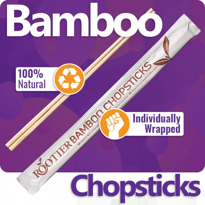 229mm (9") Disposable Bamboo Chopsticks - Paper Wrapped (100 per Pack)