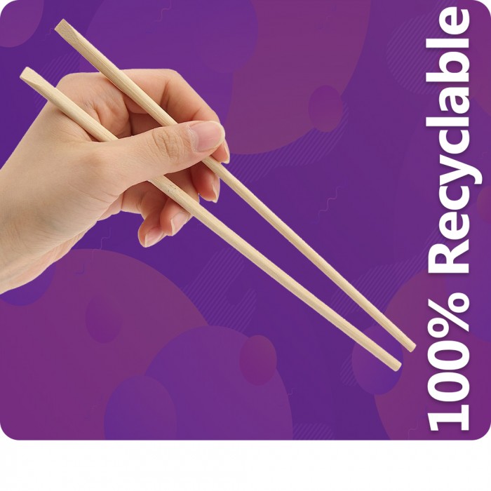 229mm (9") Disposable Bamboo Chopsticks - Paper Wrapped (100 per Pack)