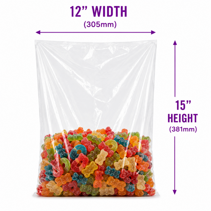 12" x 15" Clear Plastic Polythene Food Grade Bags - 120 Gauge