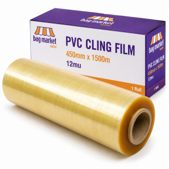 450mm x 1500m Clear PVC Cling Film Meat Wrap - 12 Micron