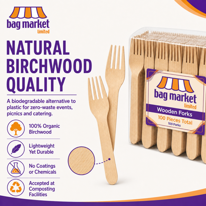 Forks - Wooden Disposable Birchwood Cutlery (160mm)