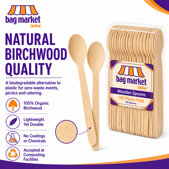 Spoons - Wooden Disposable Birchwood Cutlery (160mm)