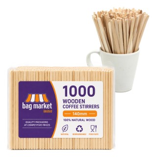 Birchwood Disposable Wooden Coffee Stirrers - 5.5" / 140mm - Tea, Drink, Sticks