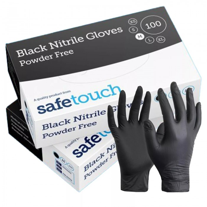 SafeTouch | Black Nitrile Gloves - Powder Free (100 / Pack)