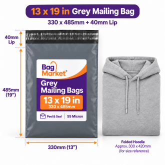 13" x 19" Grey Mailing Bags – 330 x 485mm | 55 Micron Peel & Seal 13" x 19" Grey Mailing Bags – 330 x 485mm | 55 Micron Peel & Seal