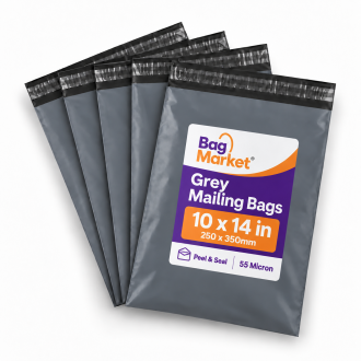 10" x 14" Grey Mailing Bags – 250 x 350mm | 55 Micron Peel & Seal