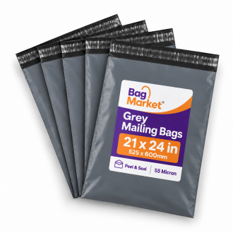 21" x 24" Grey Mailing Bags – 525 x 600mm | 55 Micron Peel & Seal