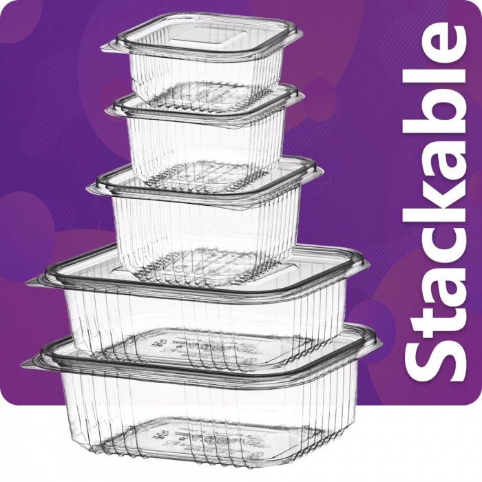1000ml Clear Plastic Hinged Lid Salad Food Containers (50 / Pack) 1000ml Clear Plastic Hinged Lid Salad Food Containers (50 / Pack)