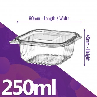 250ml Clear Plastic Hinged Lid Salad Food Containers (50 / Pack) 250ml Clear Plastic Hinged Lid Salad Food Containers (50 / Pack)