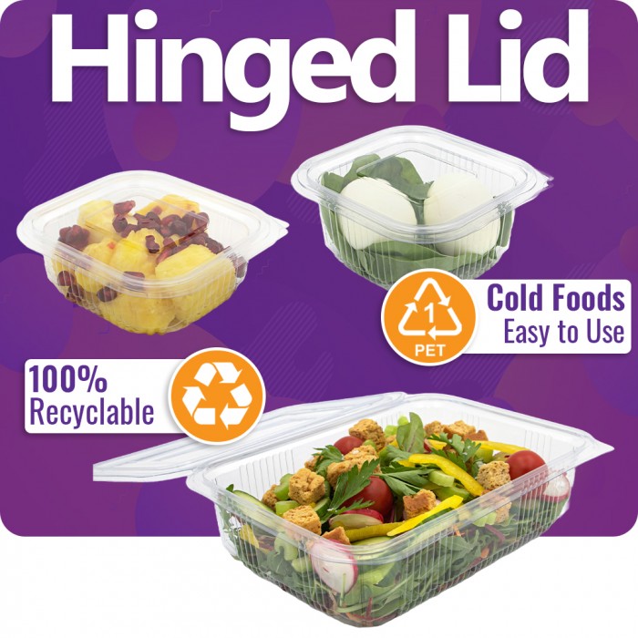 1000ml Clear Plastic Hinged Lid Salad Food Containers (50 / Pack) 1000ml Clear Plastic Hinged Lid Salad Food Containers (50 / Pack)