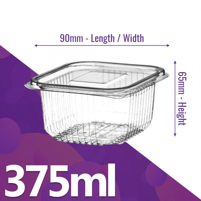 375ml Clear Plastic Hinged Lid Salad Food Containers (50 / Pack) 375ml Clear Plastic Hinged Lid Salad Food Containers (50 / Pack)