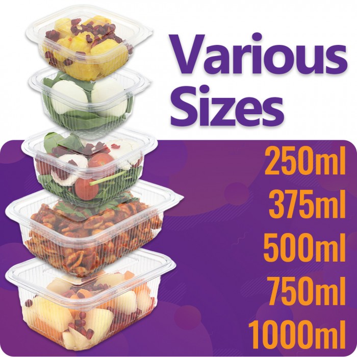 1000ml Clear Plastic Hinged Lid Salad Food Containers (50 / Pack) 1000ml Clear Plastic Hinged Lid Salad Food Containers (50 / Pack)