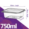 750ml Clear Plastic Hinged Lid Salad Food Containers (50 / Pack)