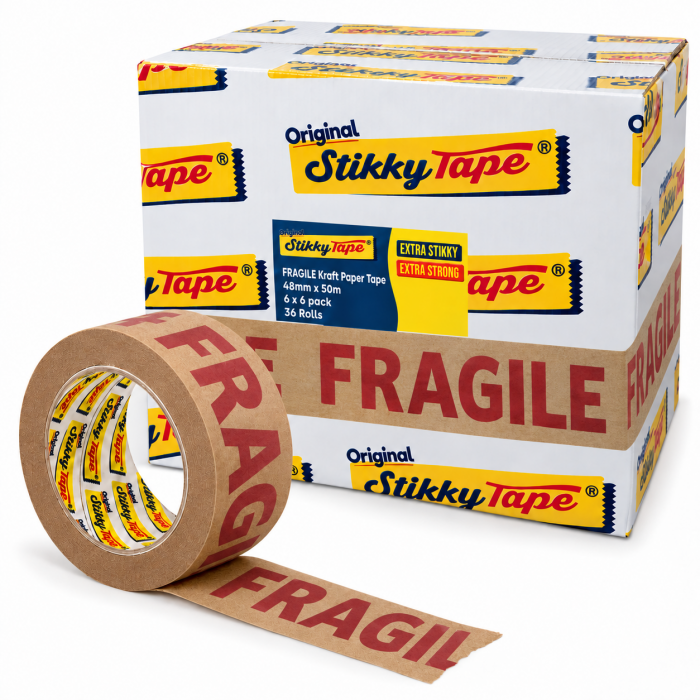 Stikky Tape FRAGILE Kraft Paper Packing Tape – 48mm x 50m