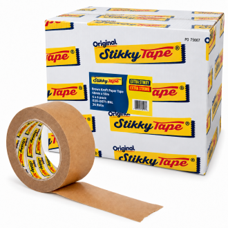 Stikky Tape Brown Kraft Paper Packing Tape – 48mm x 50m Stikky Tape Brown Kraft Paper Packing Tape – 48mm x 50m