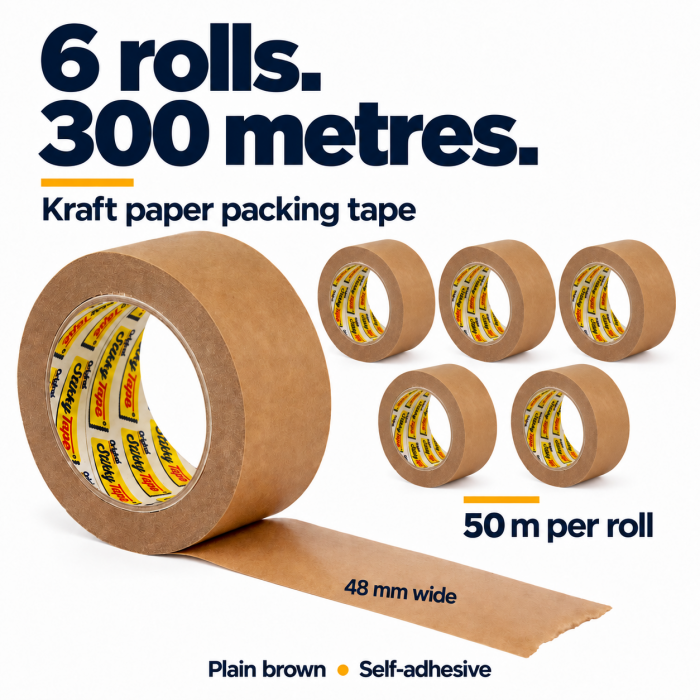 Stikky Tape Brown Kraft Paper Packing Tape – 48mm x 50m Stikky Tape Brown Kraft Paper Packing Tape – 48mm x 50m