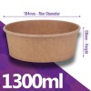 1300ml Round Kraft Food Salad Bowls (184mm Diameter)