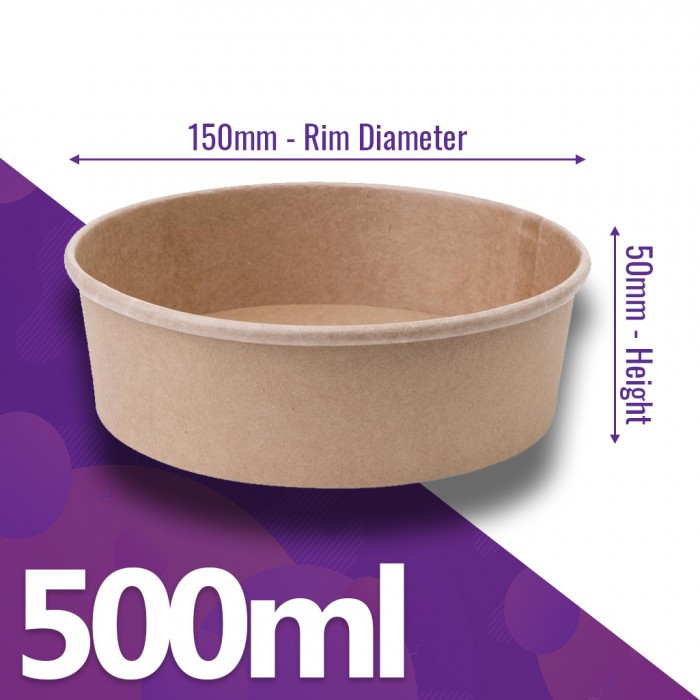 500ml Round Kraft Food Salad Bowls (150mm Diameter) 500ml Round Kraft Food Salad Bowls (150mm Diameter)