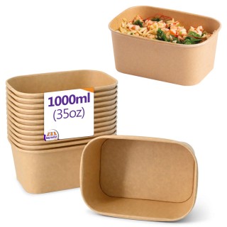 1000ml / 35oz - Extra Large Rectangular Kraft Food Containers