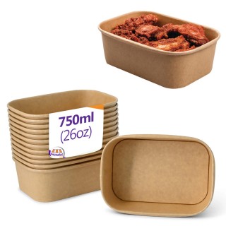 750ml / 26oz - Large Rectangular Kraft Food Containers