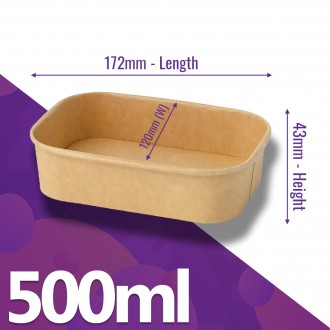 500ml / 18oz - Small Rectangular Kraft Food Containers (50 / Pack) 500ml / 18oz - Small Rectangular Kraft Food Containers (50 / Pack)