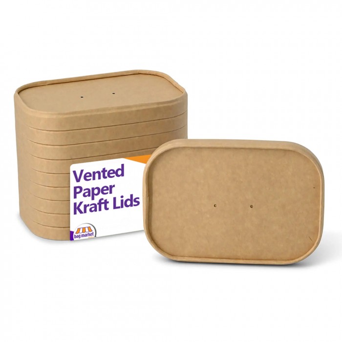 Paper Kraft Lids for Rectangular Kraft Food Containers Paper Kraft Lids for Rectangular Kraft Food Containers