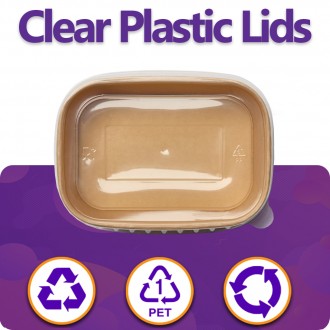 Clear Plastic (PP) Lids for Rectangular Kraft Food Containers Clear Plastic (PP) Lids for Rectangular Kraft Food Containers