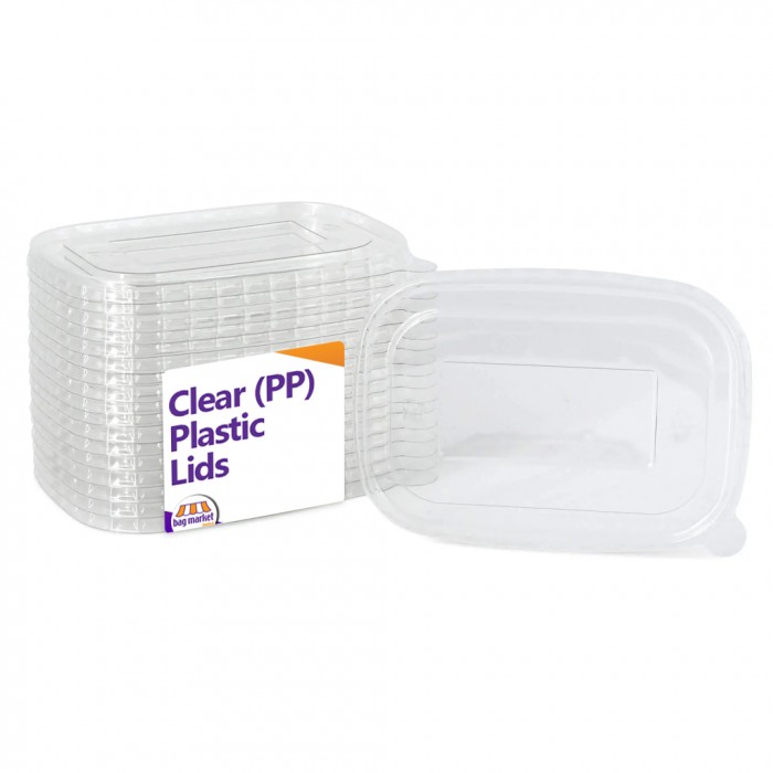 Clear Plastic (PP) Lids for Rectangular Kraft Food Containers Clear Plastic (PP) Lids for Rectangular Kraft Food Containers