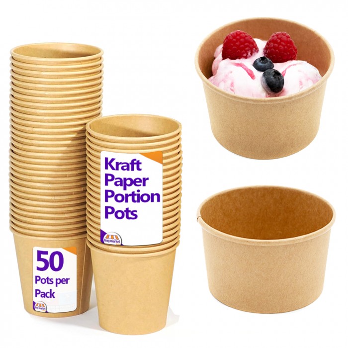 7oz (200ml) Kraft Paper Portion Sauce Pots