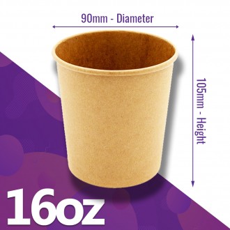 16oz / 453ml - Large Kraft Takeaway Soup Cups