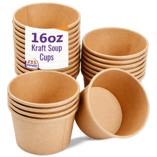 16oz / 453ml - Large Kraft Takeaway Soup Cups