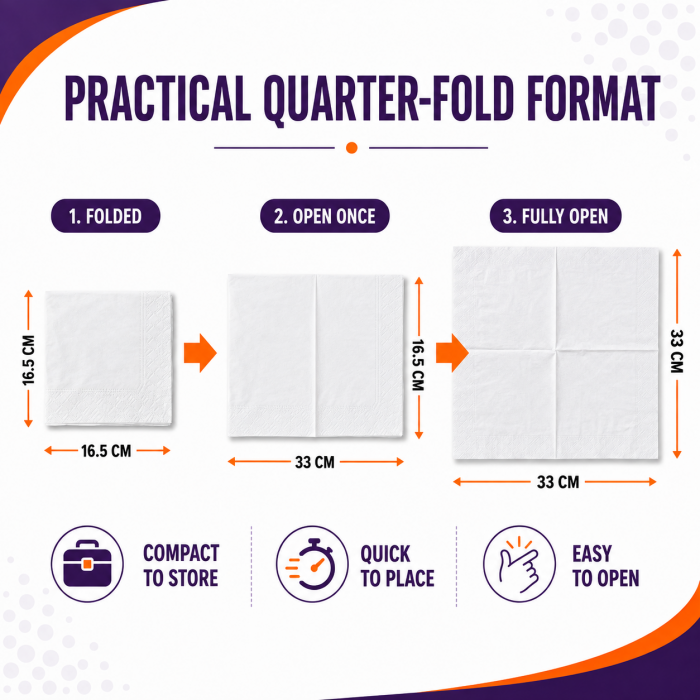 Majestic | 2ply White Paper Napkins / Serviettes - 33cm x 33cm