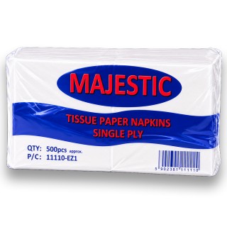 Majestic | 1ply White Paper Napkins / Serviettes - 30cm x 30cm