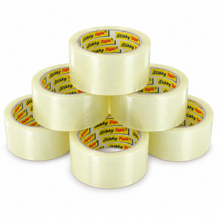 48mm Strong Clear Packing Tape - Stikky Parcel Tape - 66 Metres