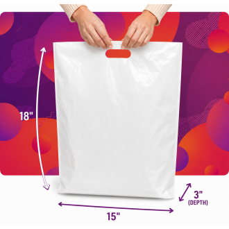 Medium 15" x 18" x 3" White Patch Handle Carrier Bags Medium 15" x 18" x 3" White Patch Handle Carrier Bags