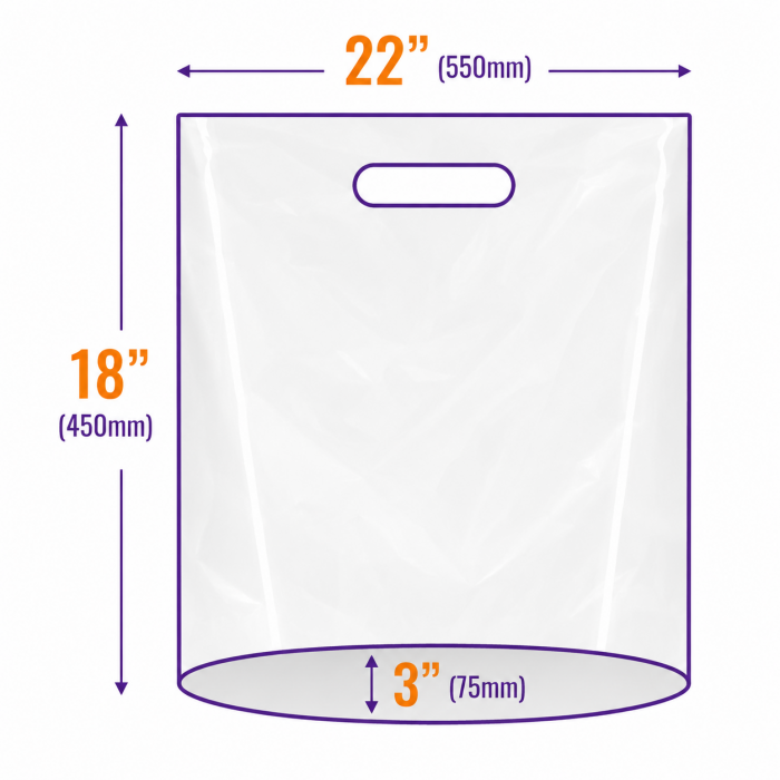 Large 22" x 18" x 3" White Patch Handle Carrier Bags