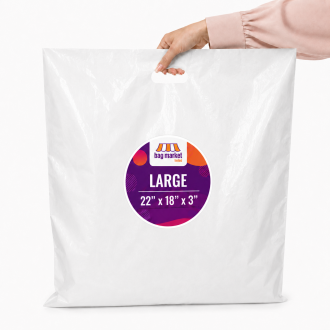 Large 22" x 18" x 3" White Patch Handle Carrier Bags