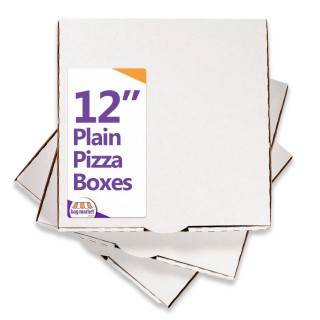 12" Plain White Pizza Boxes - 75 Boxes (1 Pack)