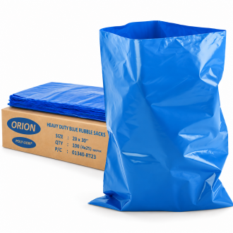 Heavy Duty 400 Gauge Blue Rubble Sacks - 20 x 30 Inches